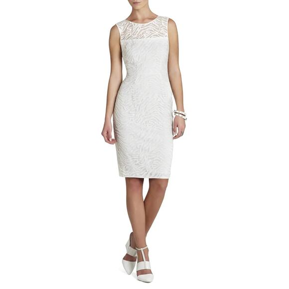 BCBGMAXAZRIA " Alice " Sleeve Lace Off-White Sheath Dress - Picture 10 of 10